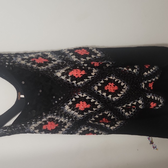 Free People Grandmas Love Crochet Sequins Trapeze Tank Top Size Med - Picture 3 of 6